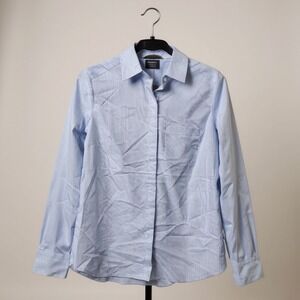 H&M blue and white striped women's‎ dress shirt NEW 6